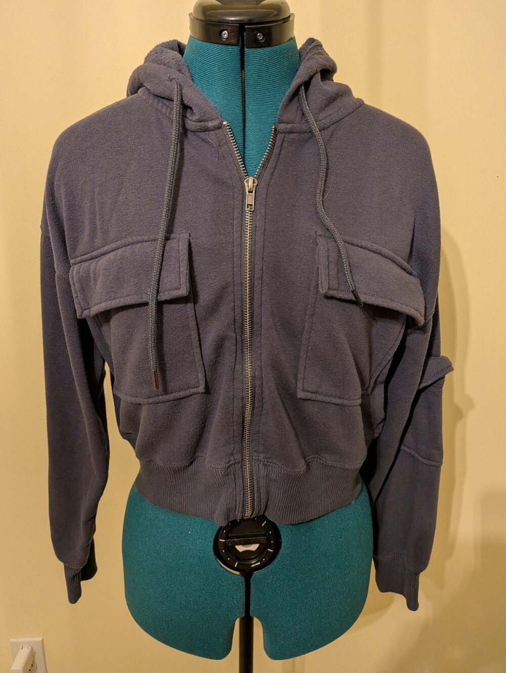Women's Grey Zip-Up Hooded Jacket